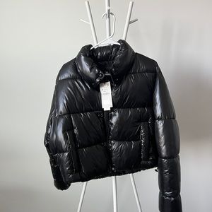 zara black puffer jacket cropped